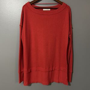 We the Free by Free People Tunic Top Size S Oversized Red Long Sleeve Thermal